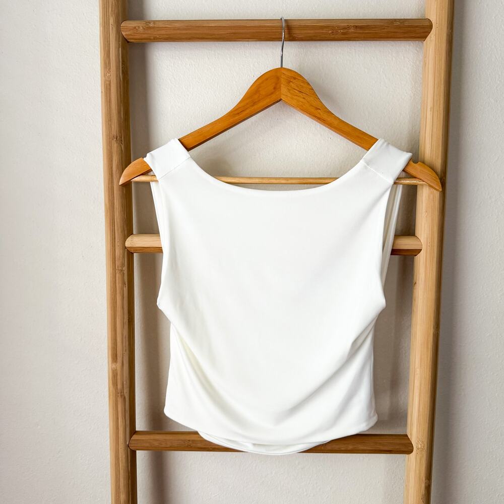 NWT Meshki Suri Slinky Cowl Back Top White Sleeveless Tank Women’s Size Small - Picture 3 of 7